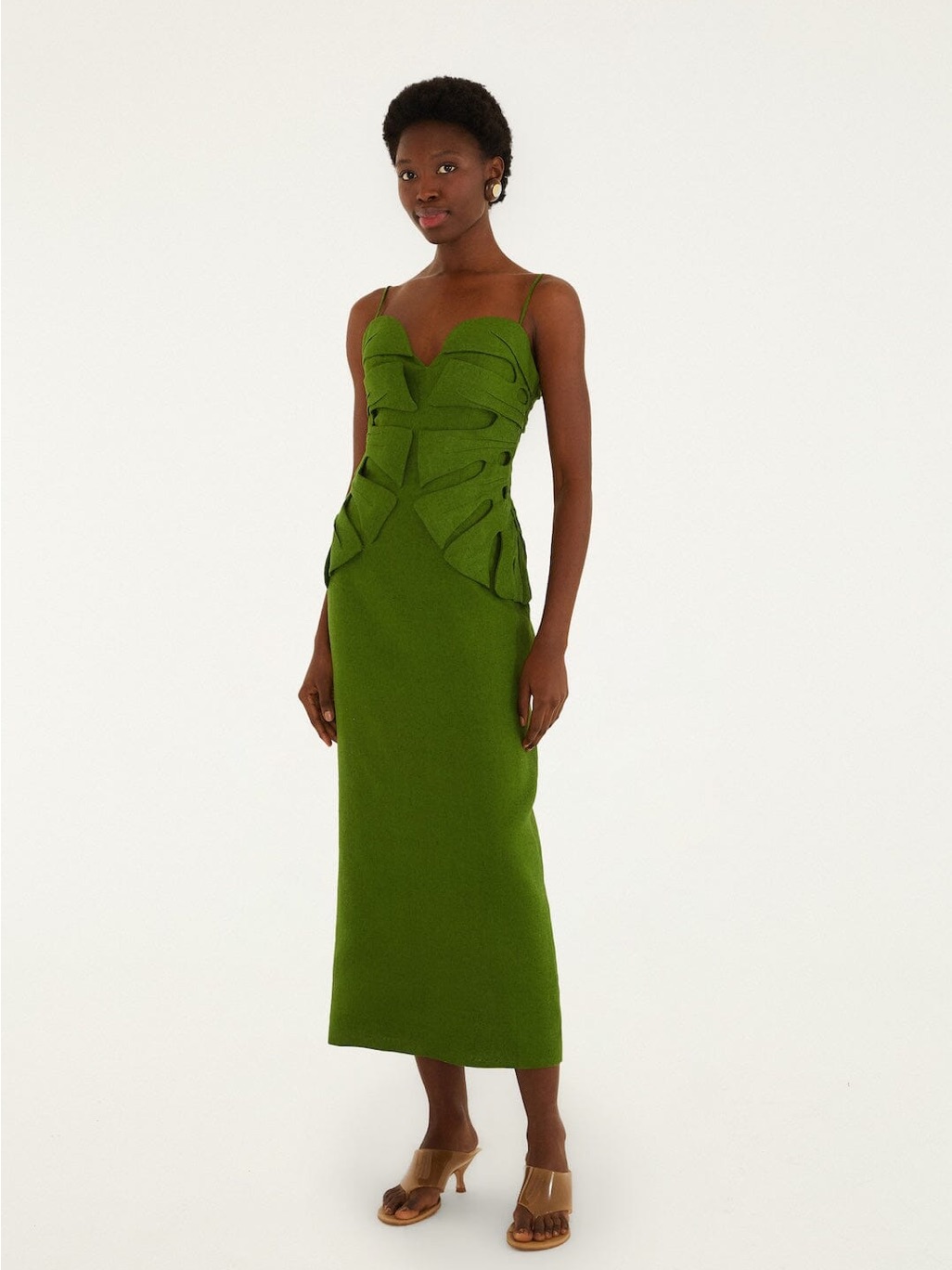 Farm Rio Green Monstera Leaf Sleeveless Maxi Dress